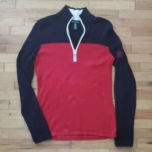 Lauren Ralph‎ Lauren Crest Colorblock Quarter Zip Sweater Mock Neck Vintage 90s